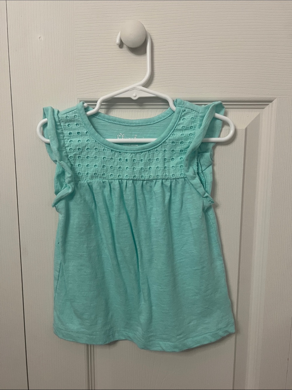 Cherokee Aqua Eyelet Ruffle Tank Top